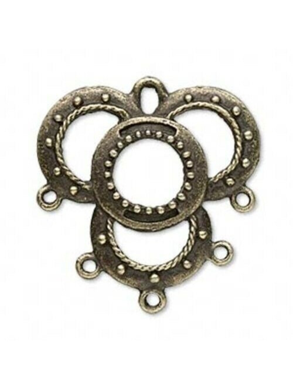 2 Steampunk Antiqued Brass Circles Focal Pendant Beads